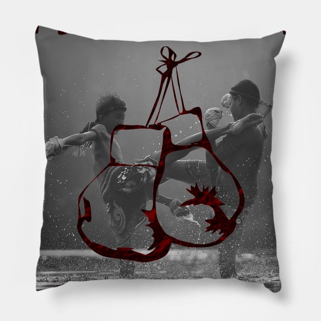 Muay Thai Fighter Thailand boxing gloves Pillow by Jakavonis