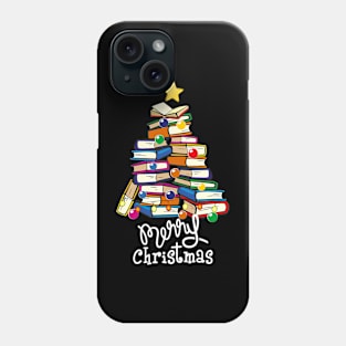 Merry Christmas Tree Love reading books Librarian nerd Phone Case