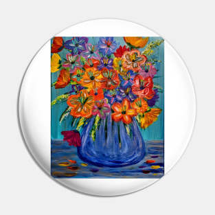 A lovely boutique of abstract bright and vibrant l flowers in a tall glass vase Pin