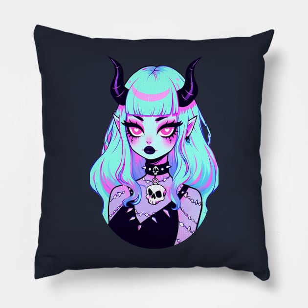 Cute Demon Girl Pillow by DarkSideRunners