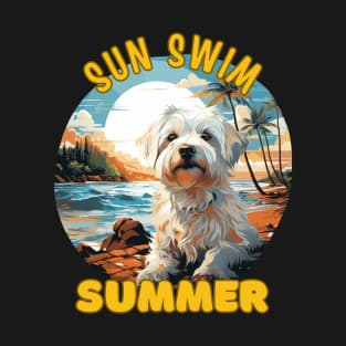 The Maltese Dog's Vacation. Sun Swim Summer. T-Shirt