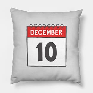 December 10th Daily Calendar Page Illustration Pillow