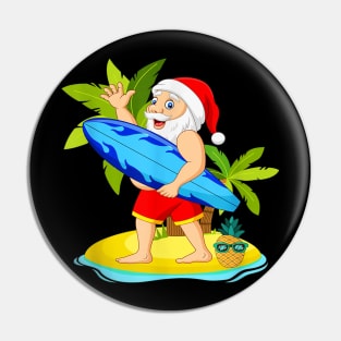 Santa Summer Christmas In July Beach Pin