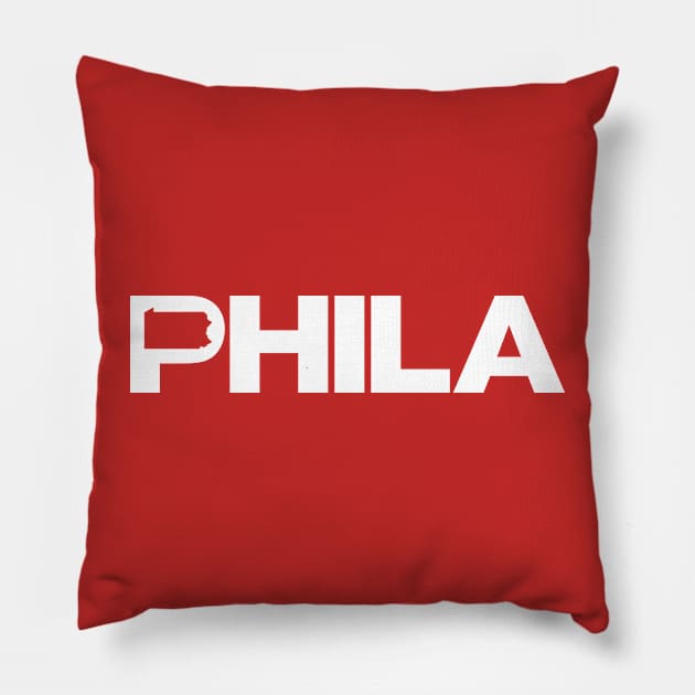 Philadelphia 'Phila' Sports Fan T-Shirt: Flaunt Your Philly Pride with a Bold State-Shaped Design! Pillow by CC0hort