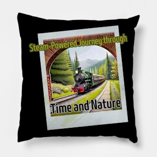 Enchanting Steam Journey: Through Trees and Brick Bridge Pillow