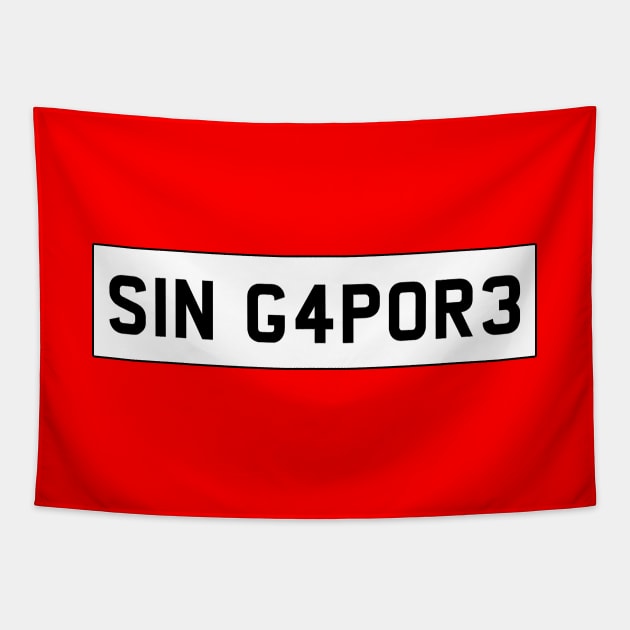 Singapore car license plate Tapestry by Travellers