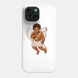 The Best Valentine’s Day Gift ideas 2022, Cupid.... afro baby angel holding an arrow - curly Afro Hair and gold arrow Phone Case