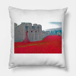 Tower Of London Red Poppy Pillow