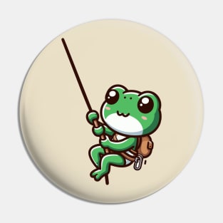 Cute Green frog Abseiling Pin