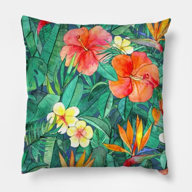 Classic Tropical Garden Pillow by micklyn