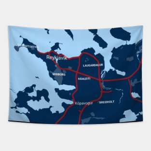 Reykjavik blue map Tapestry