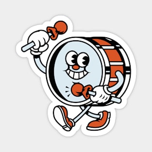 Retro Bass Drum Cartoon // Vintage Drumming Illustration Magnet