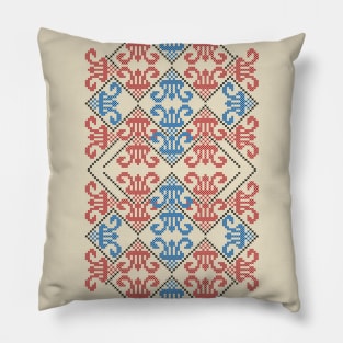 Palestinian Realistic Tatreez Palestine Traditional Embroidery Art Design #3 - drk Pillow