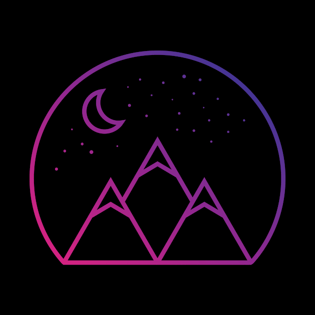 Mountain Moonlight Geometric Mountaineering Nature Lover Hiker Adventure Backpacker Outdoor Camper Design Gift Idea by c1337s