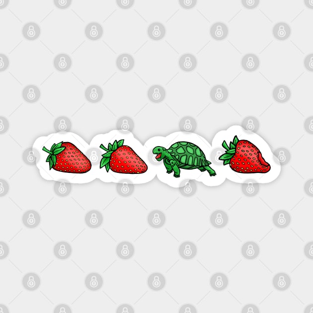 Cute Little Turtle Strawberry Magnet by Downtown Rose