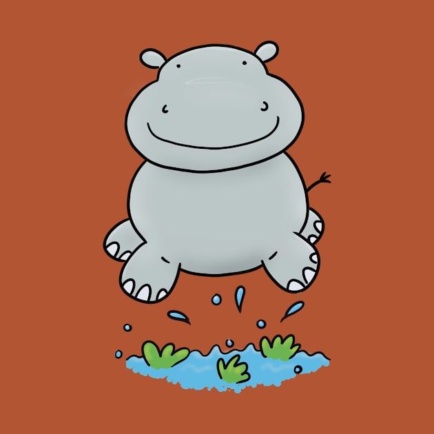 Cute baby hippo cartoon illustration by FrogFactory