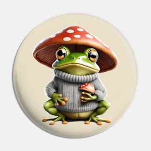 Mushroom Frog Pin