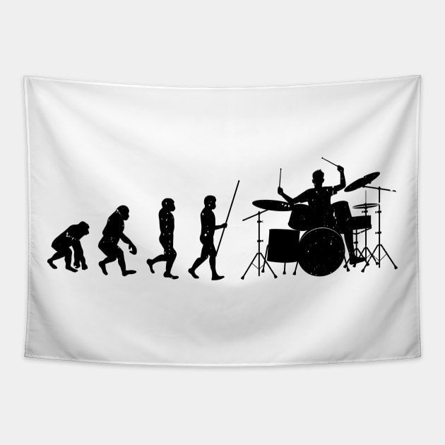 Funny Drummer Evolution Drumming Lover Drum Tapestry by Wakzs3Arts