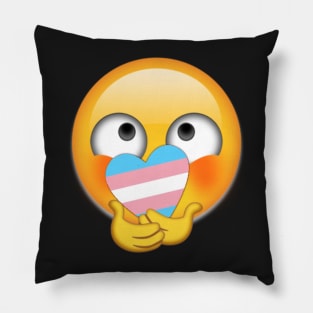 Trans Shy Heart Emoji Pillow