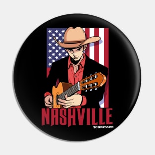 Nashville Tennessee Country Music Lover Guitarist Pin