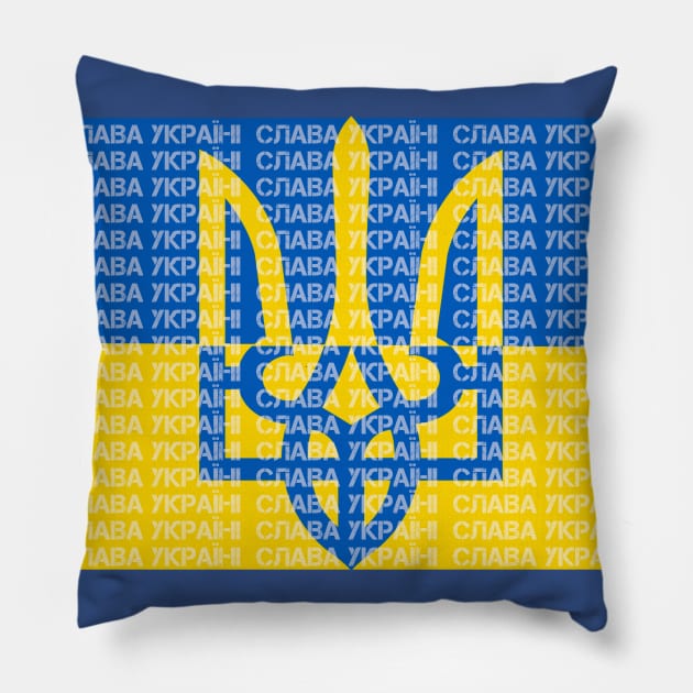 Ukraine Flag Trident-Slava Ukraini Pillow by Scar