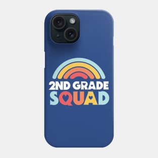 Cute School Teacher 2nd Grade Squad with Retro Rainbow and Hearts Phone Case
