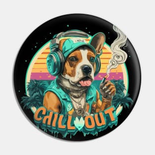 Chill Out: Cool Hip Hop Dog Art Piece smoking Pin