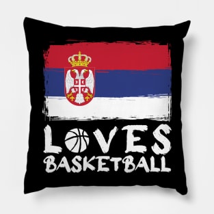 Serbia Loves Basketball Pillow