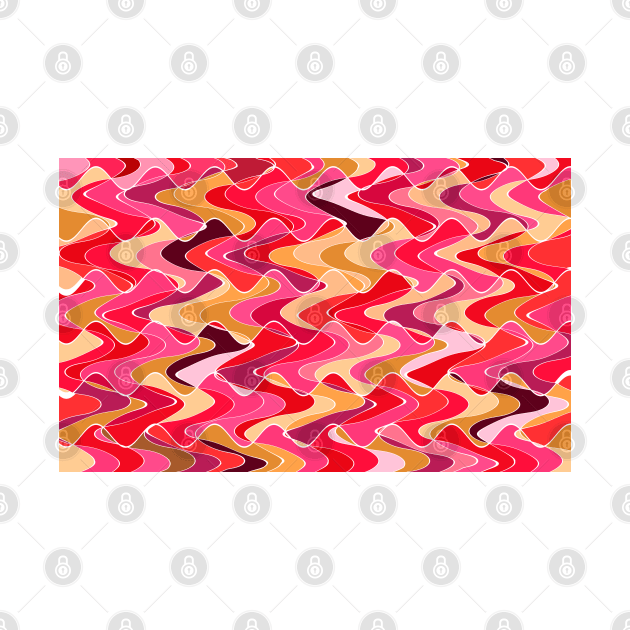 Energy waves, vibrant colors, joyful fuchsia print by KINKDesign