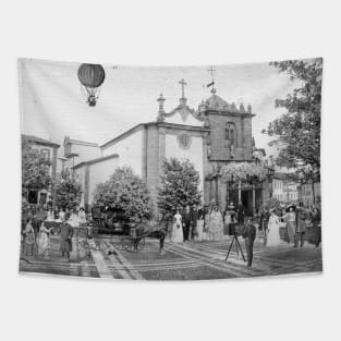 Wedding in the Coimbra Chapel  of Braga (Portugal) Monochrome Edition Tapestry