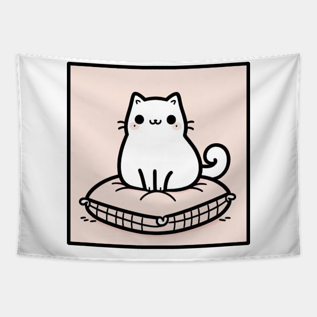 Comfortable cat 2 Tapestry by Bubbles
