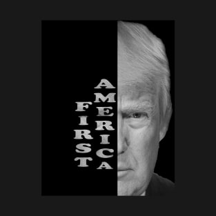America First Donald Trump text portrait Gifts Republican Conservative T-Shirt