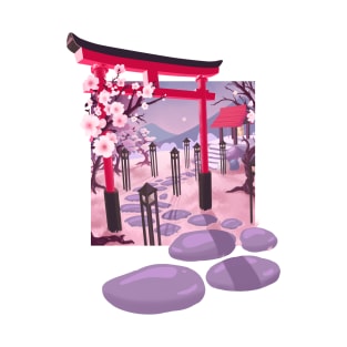 Sakura Temple - inspired by Matsuo Basho T-Shirt