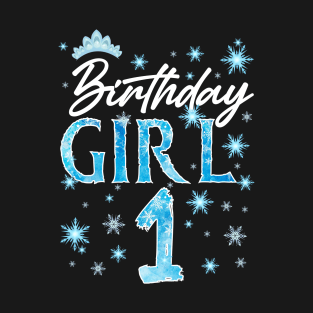 Winter Onederland 1st Birthday Girl Snowflake B-day Gift For Girls Kids Toddlers T-Shirt