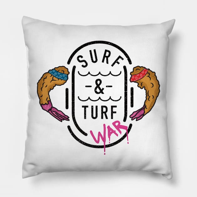 Surf and Turf War Pillow by Mob73