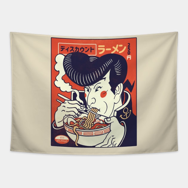 Japanese Anime Ramen | Josuke Loves Ramen Tapestry by zerobriant