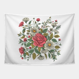 Roses and Daisies Flowers Tapestry