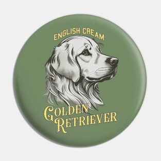 English Cream Golden Retriever Vintage Art Pin