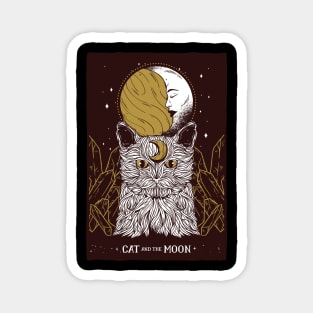Tarot Card Moon Sun And Cat Crescent Occult Spiritual Gothic Witch Magnet