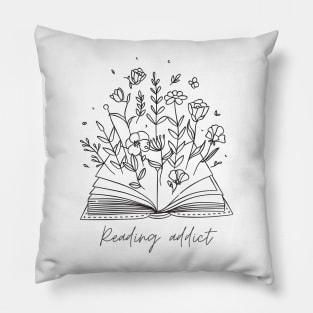 flower books read  floral book,book with flowers,book,book ,floral book ,vintage book,read,reading,read ,book with flower,reading ,reading decal,book decal Pillow