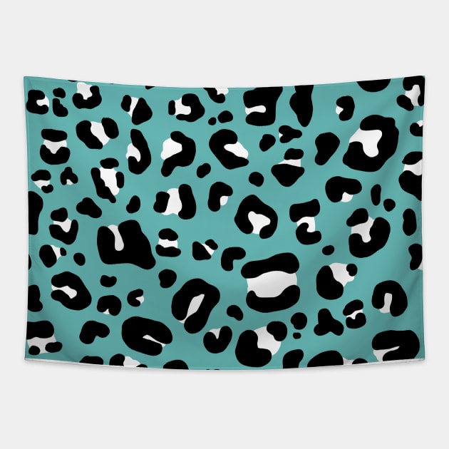 Teal leopard print Tapestry by Trippycollage