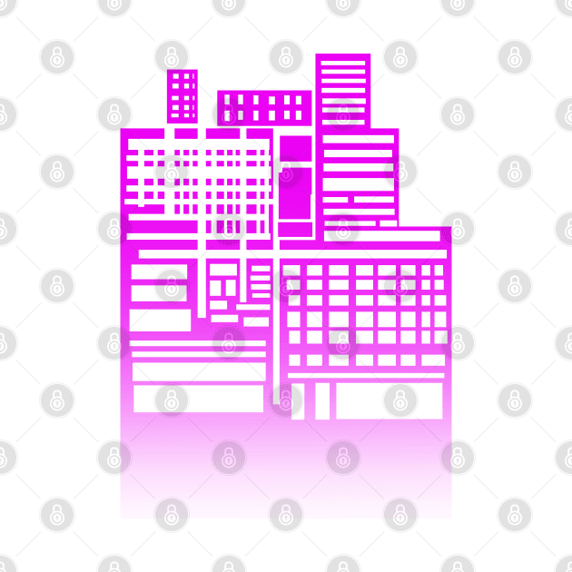 8-bit city Neon Pink Version by sketchbooksage