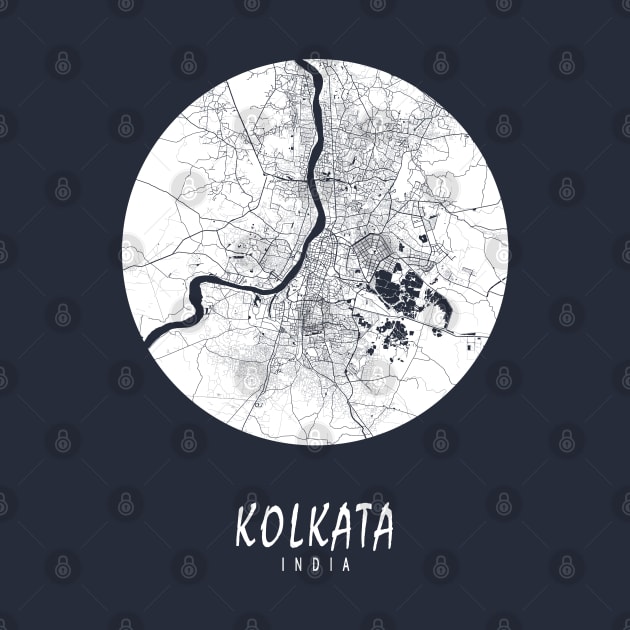 Kolkata, India City Map - Full Moon by deMAP Studio