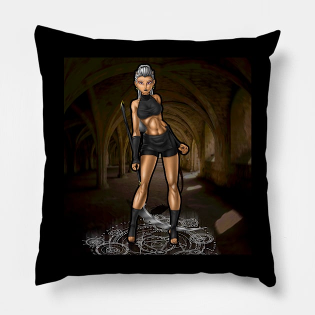 Demonic girl Pillow by Oswald's Oddities