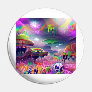 Psychedelic Alien Landscape Pin