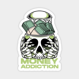 Money Addiction Skull Magnet