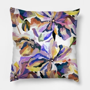 Vintage Retro Botanical Flower Illustration Pillow