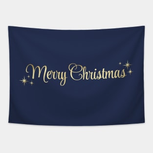 Merry Christmas lettering in red and gold color. Tapestry