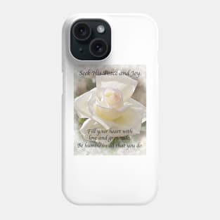 Seek His Peace: White Rose Bloom Phone Case