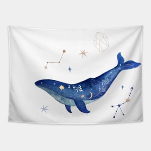 blue whale swimming in the ocean Tapestry